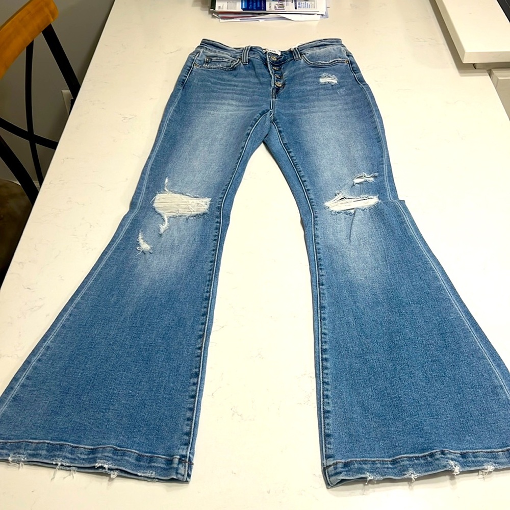 Zenana flare leg jeans length 32 inches
